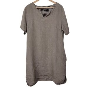 Lungo‎ L'Arno Women's Shirt Dress Size XL Taupe Coastal Lagom Lagenlook Capsule